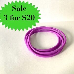 Orchid Purple 5pc Rubber Gummy Bracelets Silicone Jelly Wristbands 80s retro set